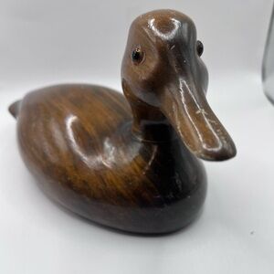 Elegant Brown Wooden Duck Sculpture